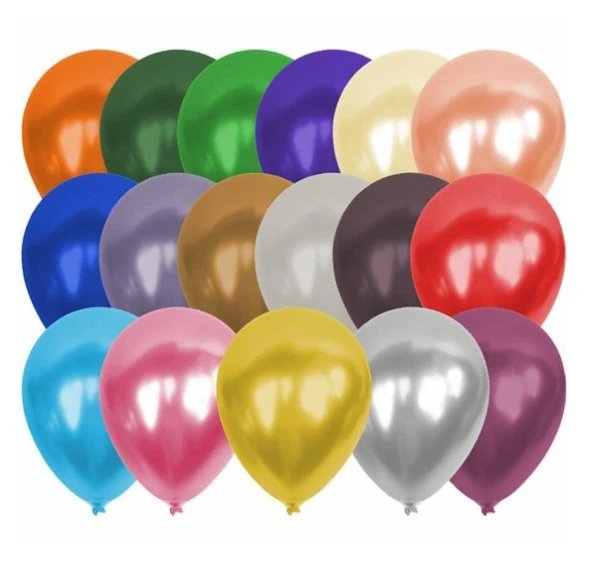 Metalik Tek Renk Balon - 10 adet