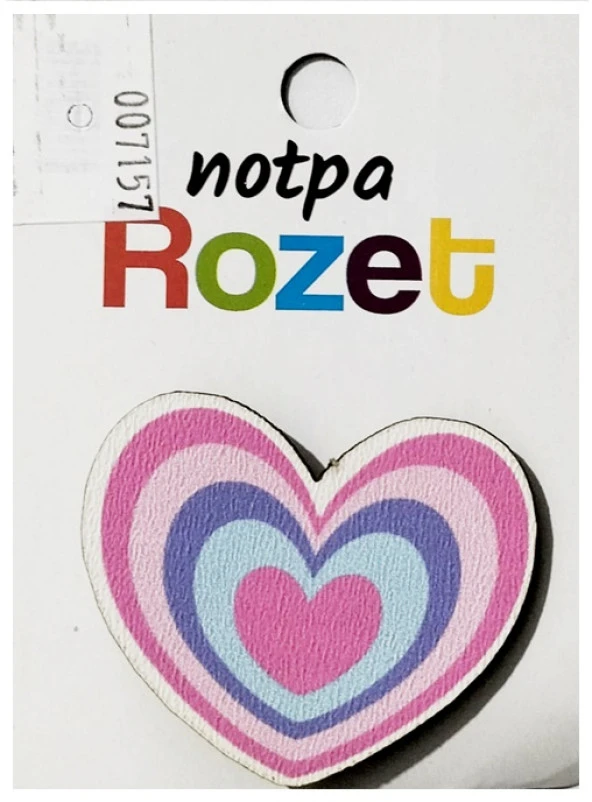Notpa Rozet Ahşap Kalp Renkli - 3 adet