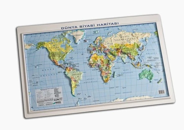 Gürbüz Kabartmalı Dünya Siyasi Haritası 35X50