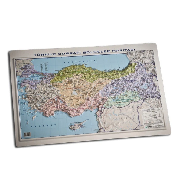 Gürbüz Kabartmalı Türkiye Coğrafi Bölgeler Haritası 35X50
