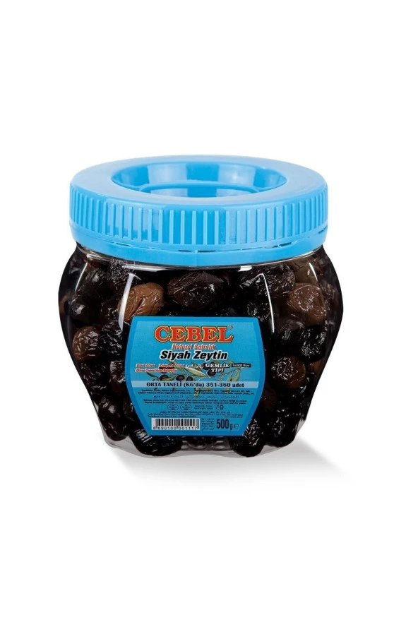 Siyah Zeytin Orta Taneli 351-380 Pet 500gr