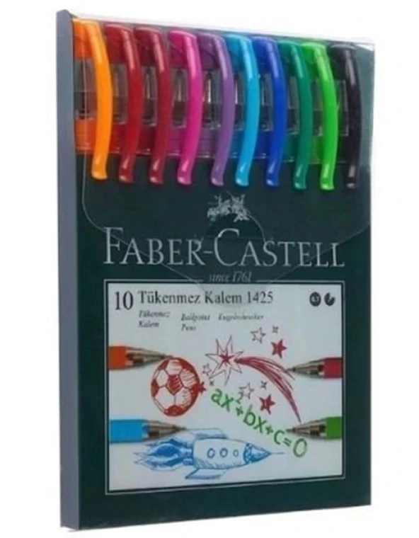 Faber Castell 1425 Renkli Tükenmez Kalem Seti 10Lu