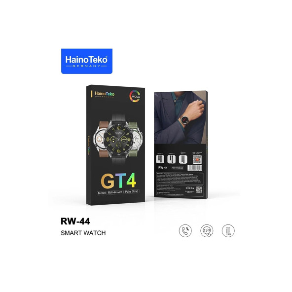 GT4 Amoled Ekran 3 Kordonlu Akıllı Saat Smart Watch (Haino Teko RW44 ) SİYAH KASA 3 KORDON