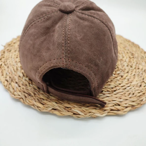 Süet Deri Beyzbol Kep Kahve Renk - 8