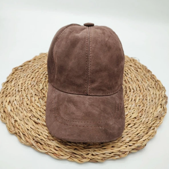 Süet Deri Beyzbol Kep Kahve Renk - 6