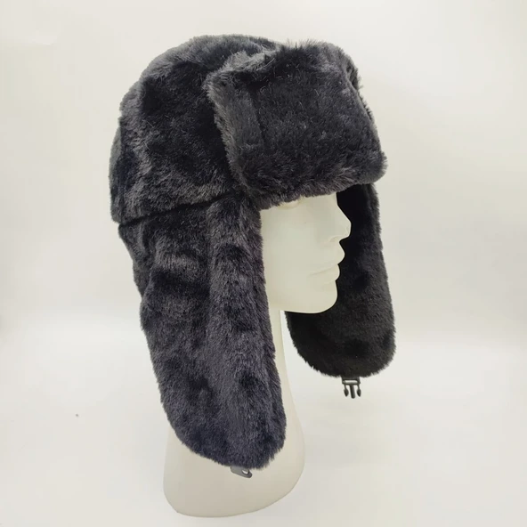 Pilot Model Peluş Kumaş Kadın Şapka Siyah Renk - 9