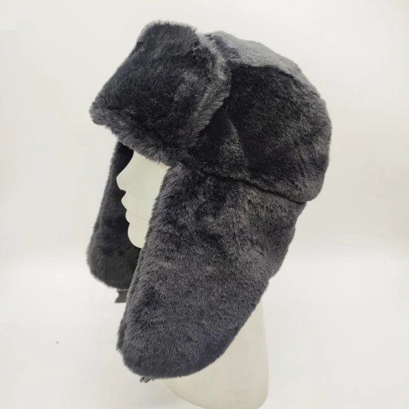 Pilot Model Peluş Kumaş Kadın Şapka Siyah Renk