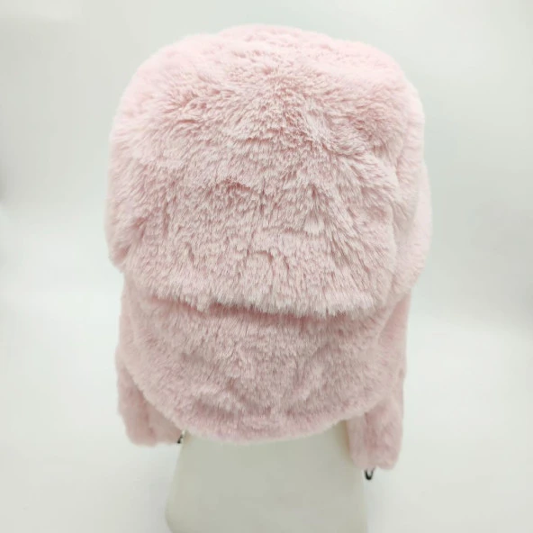 Pilot Model Peluş Kumaş Kadın Şapka Pudra Renk - 5