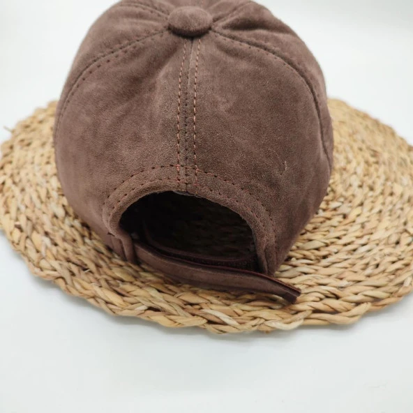 Süet Deri Beyzbol Kep Kahve Renk - 4