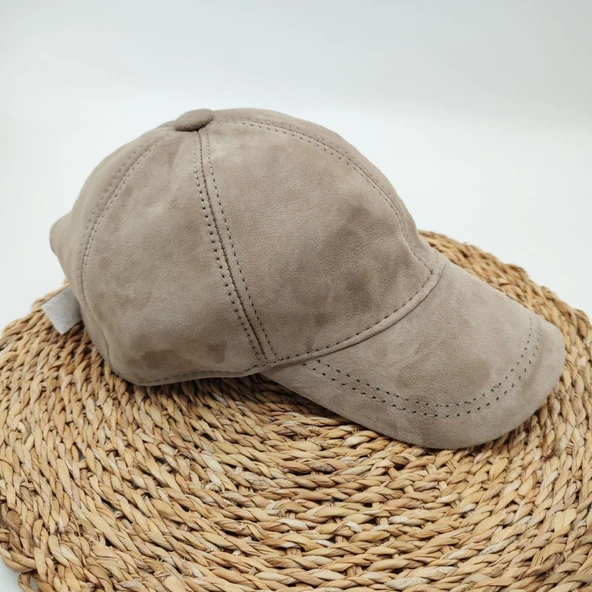 Süet Deri Beyzbol Kep Taş Renk - 7
