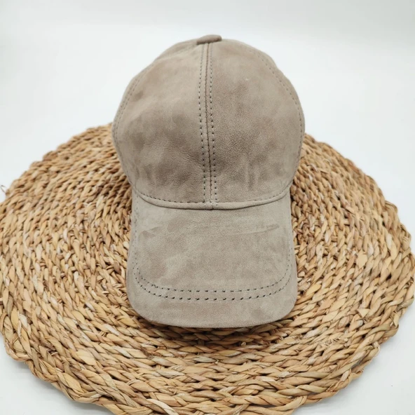 Süet Deri Beyzbol Kep Taş Renk - 6