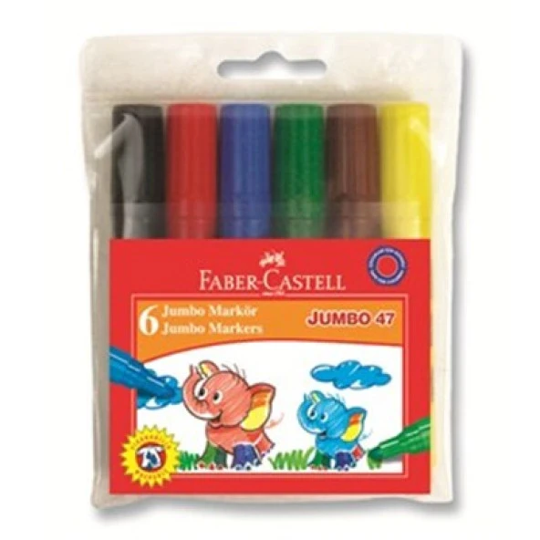 Faber Castell Renkli Keçeli Kalem Jumbo 6 Renk