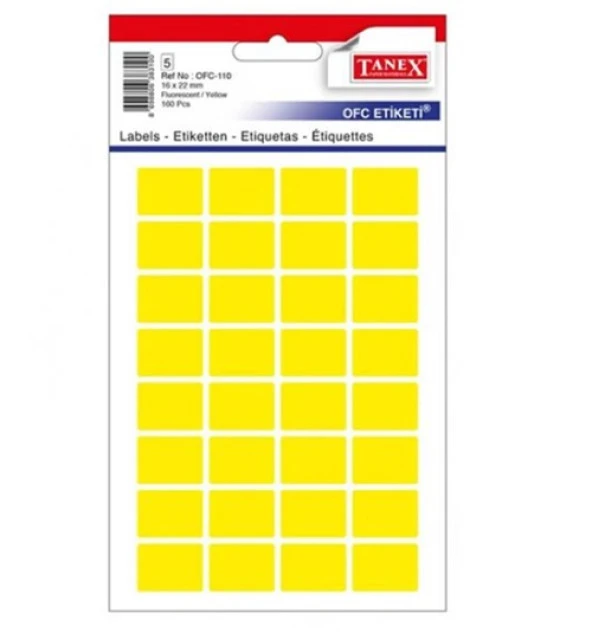 Tanex Etiket Ofc-110 Sarı 10 lu paket