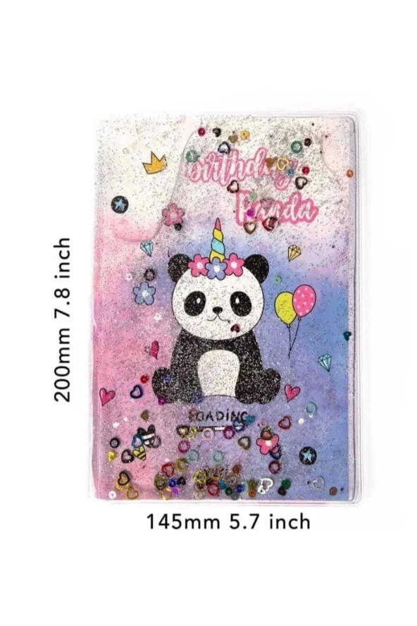 Sevimli Panda Desenli Renkli Simli Sulu Defter Mls-319 - 2