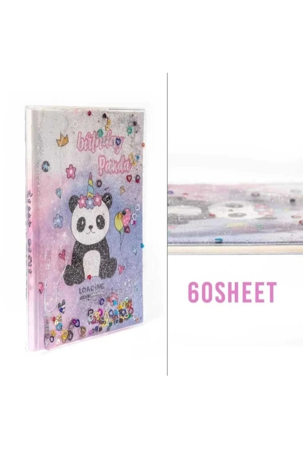 Sevimli Panda Desenli Renkli Simli Sulu Defter Mls-319 - 5