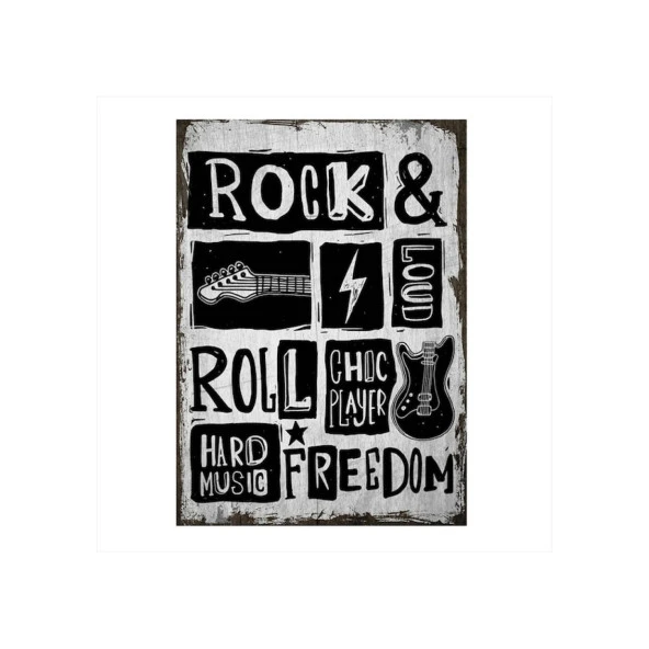 Rock And Roll Tasarım Ahşap Poster 20x30