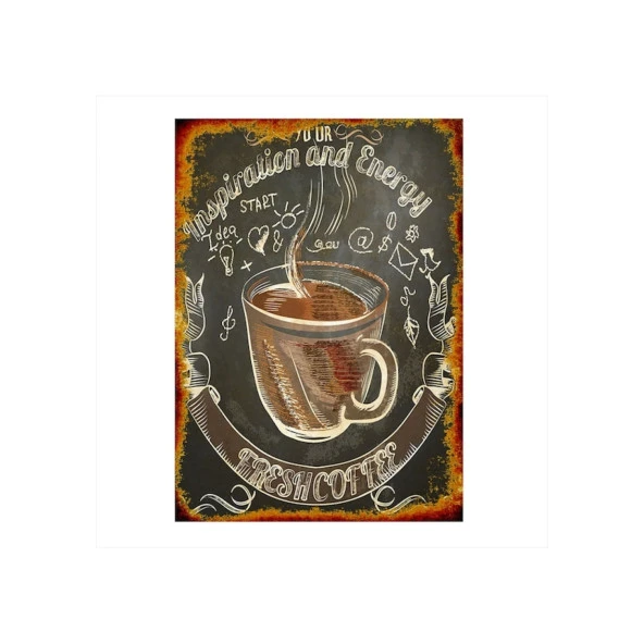 Taze Kahve Afişi Modern Ahşap Poster 20x30