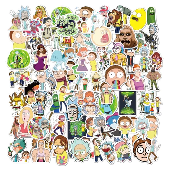 Rick ve Morty Teması 100 adet Sticker