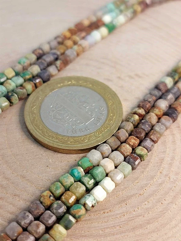 Krizokol Taşı Küp Şekilli Dizi 3mm (45320) - Resim 2