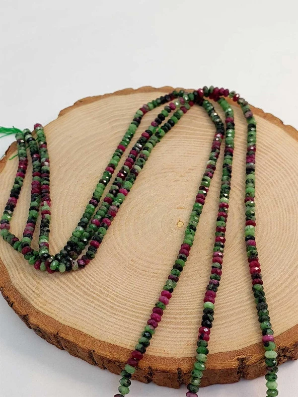 Anyolit (Rubizoit- Rubyzoisit) Taşı Rondela Faset Kesim Dizi 2.5*4mm (45322) - Resim 3