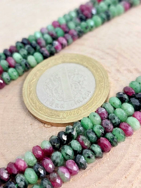 Anyolit (Rubizoit- Rubyzoisit) Taşı Rondela Faset Kesim Dizi 2.5*4mm (45322) - Resim 2