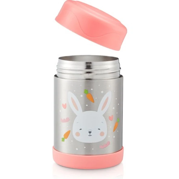 Baby Bee Tavşan Baskılı Pembe Yemek Termosu 450 ML - 3