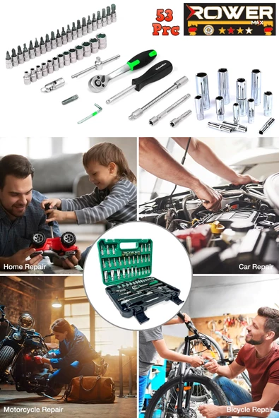 Rowermax Germany Cr-v Max 1/4 Cırcırlı 53 Parça Lokma Anahtar Takımı Bits Uç Seti Tam Set Usta Lokma - 3