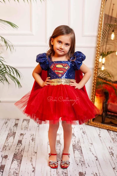Super Hero Dc Girl Payetli Elbise