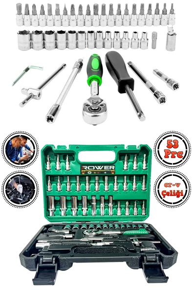 Rowermax Germany Cr-v 65 Parça 53 Lokma Takımı Otomatik Cırcırlı 1/4" 12 Parça Kombine Açık Anahtar - 3