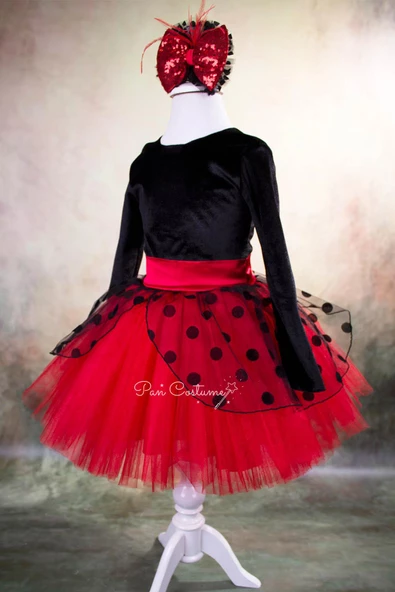 Pan Costume Uğur Böceği Kadife Kız Çocuk Kostüm - 4