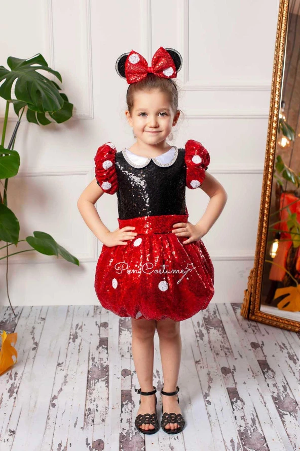 Kokoş Minnie Mouse Kız Çocuk Elbise