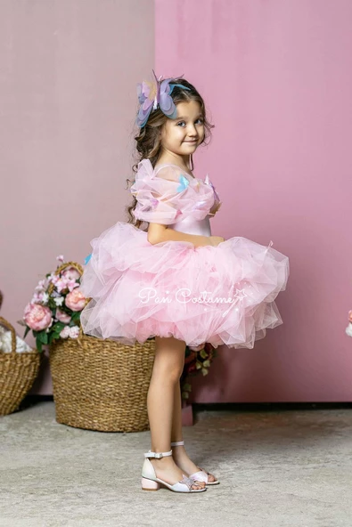 Sindirella Kostümü Kelebek Mini Pembe - 2