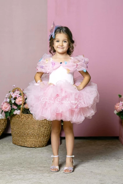 Sindirella Kostümü Kelebek Mini Pembe