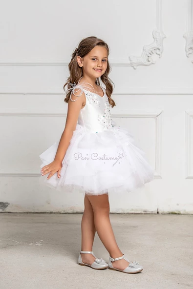 Beyaz İnci Kız Cocuk Elbise - Resim 2
