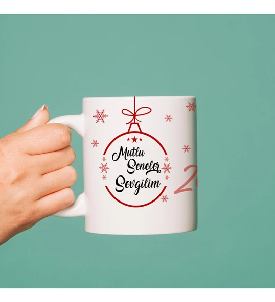 Kişiye Özel 2025 Temalı Sevgiliye Baskılı Porselen Kupa Bardak HK3755 - Resim 5