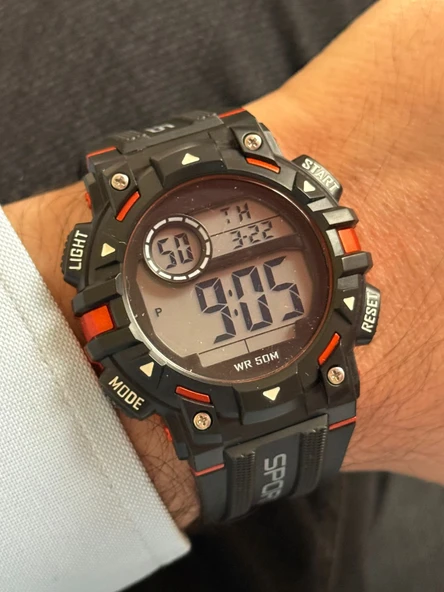 Erkek Kol Saati Dijital Su Geçirmez Genç Kol Saati SPEC000618 - Alarm, Kronometre, LED - 4