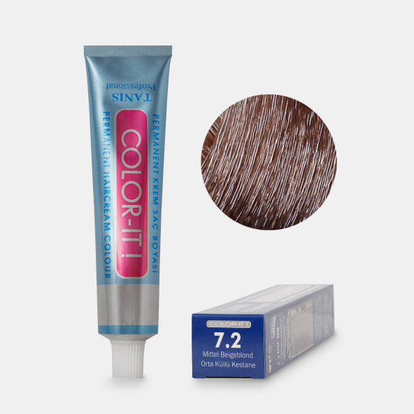 Kalıcı Saç Boyası COLOR-IT 7.2 Orta Küllü Kestane