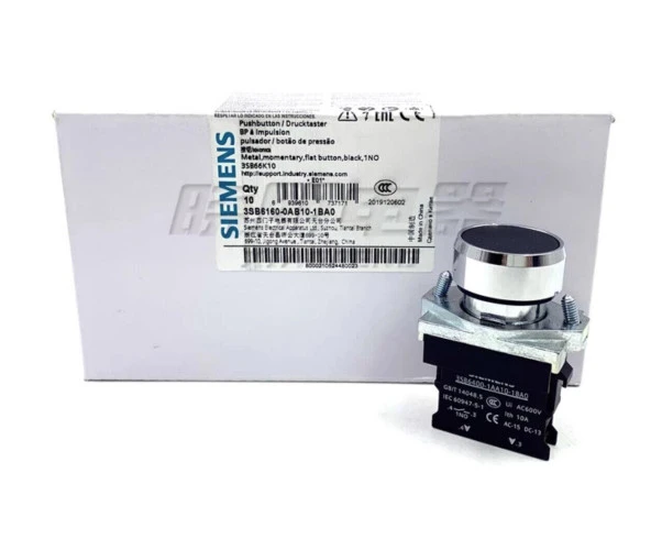 Siemens 22mm 1 NO Yay Dönüşlü Butonlar Metal Siyah ,3SB6160-0AB10-1BA0