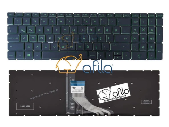 Hp 250 G9 Notebook Klavye - Tuş Takımı / Siyah TR - Yeşil Tuş ışıklı