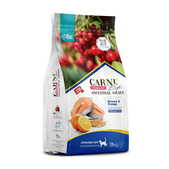 CARNI LIFE CRANBERRY ANCESTRAL GRAIN KEDİ SOMON & PORTAKAL KISIRLAŞTIRILMIŞ 1.5 KG