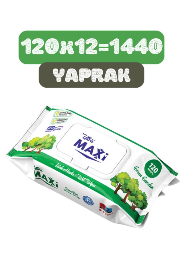 Ultra Maxi Sensitive Islak Havlu 120x12 1440 Yaprak Hassas Bakım Green Garden Orman Ferahlığı