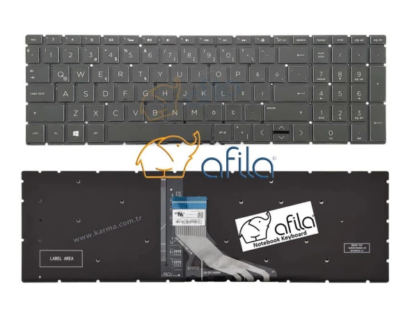 Hp 15-Dw4000nt 71V44EA, 15-Dw4006nt 71T63EA Notebook Klavyesi Siyah TR, ışıklı ürün görseli 1