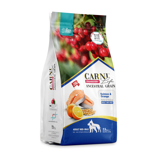 CARNI LIFE CRANBERRY ANCESTRAL GRAIN KÖPEK SOMON & PORTAKAL YETİŞKİN MEDIUM & MAXI 2.5 KG