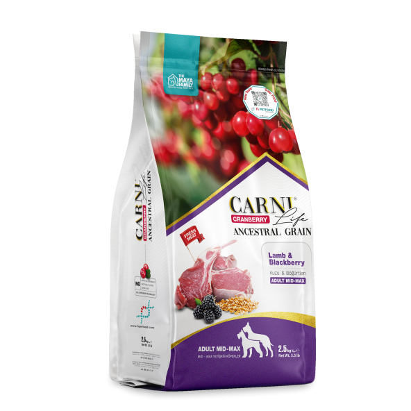 CARNI LIFE CRANBERRY ANCESTRAL GRAIN KÖPEK KUZU & BÖĞÜRTLEN YETİŞKİN MEDIUM & MAXI 2.5 KG