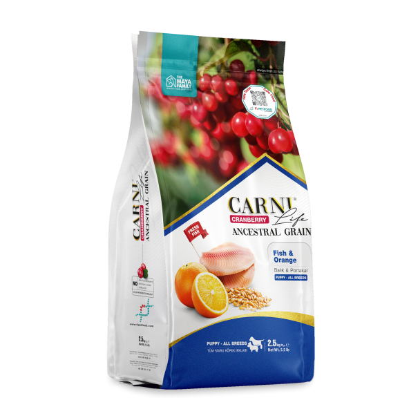 CARNI LIFE CRANBERRY ANCESTRAL GRAIN KÖPEK BALIK & PORTAKAL PUPPY TÜM IRKLAR 2.5 KG