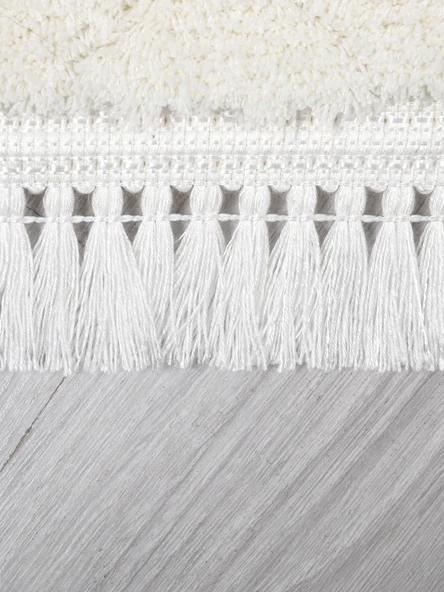 Lara Bukleli Desenli Yumuşacık Peluş Halı Salon Oturma Odası Mutfak Koridor Halısı 9401A Krem - 3