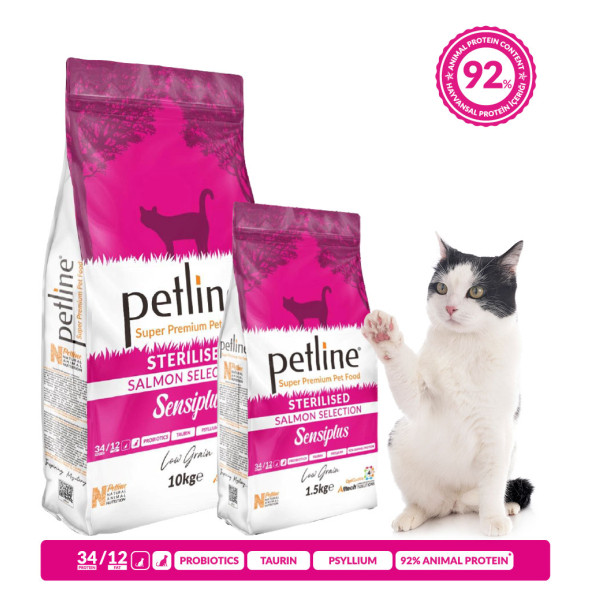 PETLİNE SÜPER PREMİUM YETİŞKİN KISIRLAŞTIRILMIŞ SOMUNLU KEDİ MAMASI 1.5kg