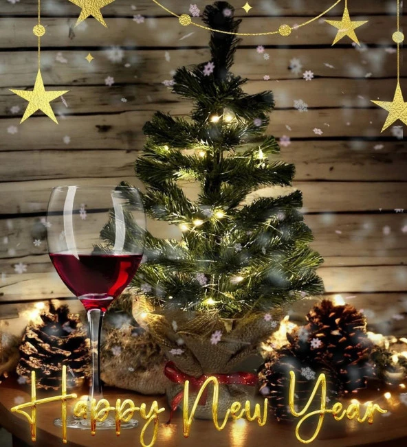 Işıklı Yılbaşı Çam Ağacı Kütük Tabanlı Jüt Ipli Masaüstü Yeni Yıl Noel Ağacı - Resim 2