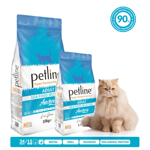 PETLİNE SÜPER PREMİUM YETİŞKİN HAMSİLİ KEDİ MAMASI 1.5kg