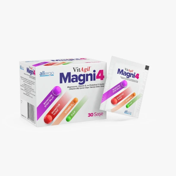 VitAgil Magni4 Magnezyum Vitamin D3 P5P 30 Saşe